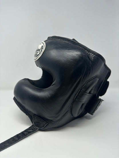 CASQUE DE BOXE À BARRE - CUIR - NOIR